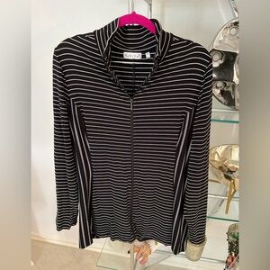Habitat black and white striped front zip jacket.